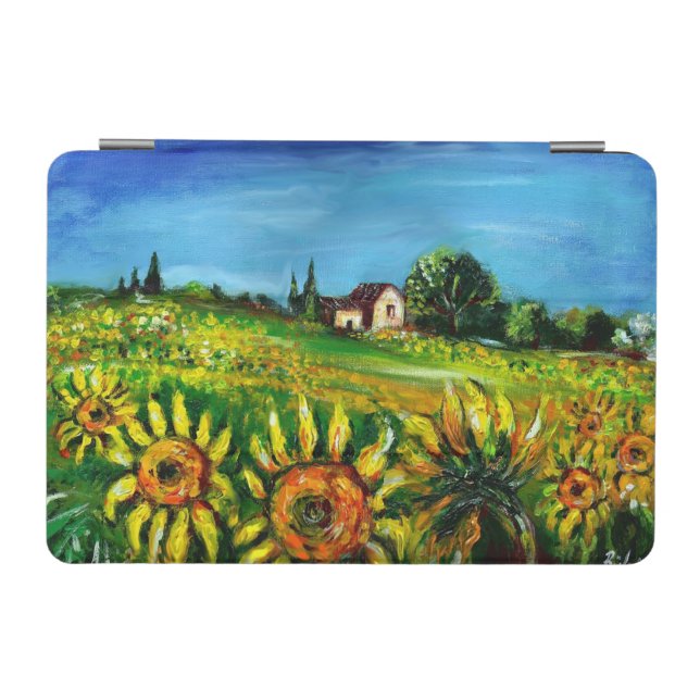 SUNFLOWERS AND COUNTRYSIDE IN TUSCANY LANDSCAPE iPad MINI COVER (Horizontal)