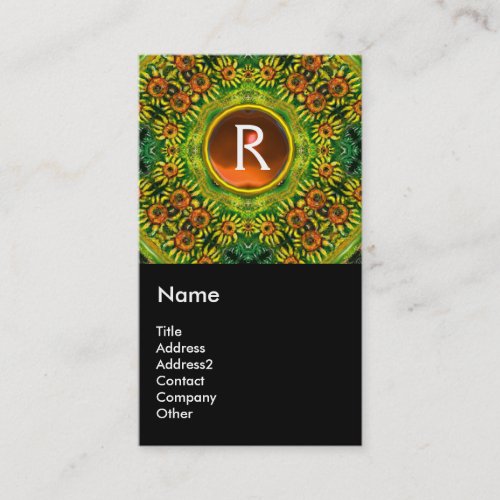 SUNFLOWERS AND COUNTRYSIDE IN TUSCANY monogram Business Card