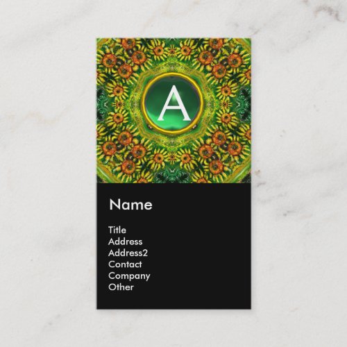 SUNFLOWERS AND COUNTRYSIDE IN TUSCANY monogram Business Card