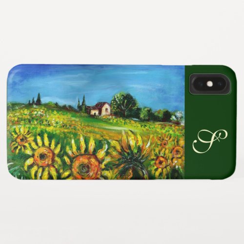 SUNFLOWERS AND COUNTRYSIDE IN TUSCANY MONOGRAM iPhone XS MAX CASE