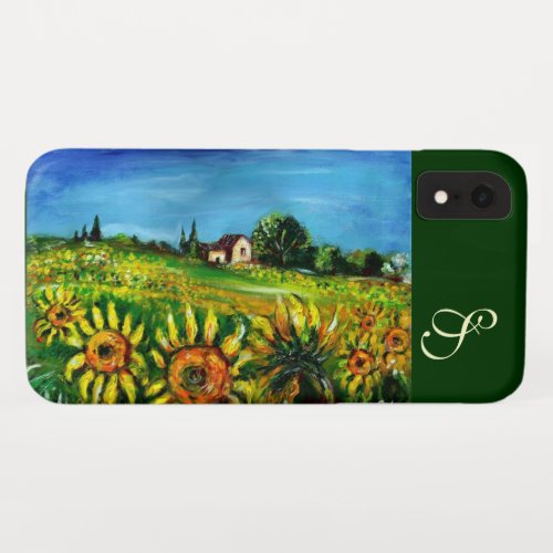 SUNFLOWERS AND COUNTRYSIDE IN TUSCANY MONOGRAM iPhone XR CASE