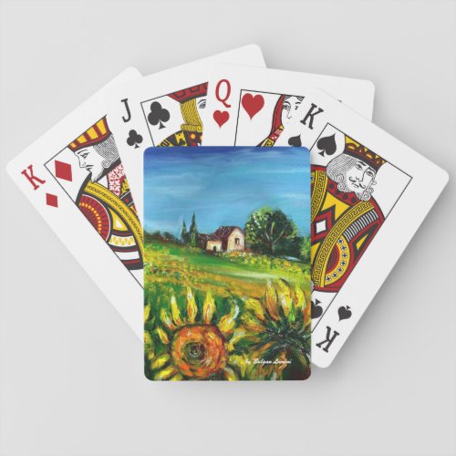 SUNFLOWERS AND COUNTRYSIDE IN TUSCANY  PLAYING CARDS