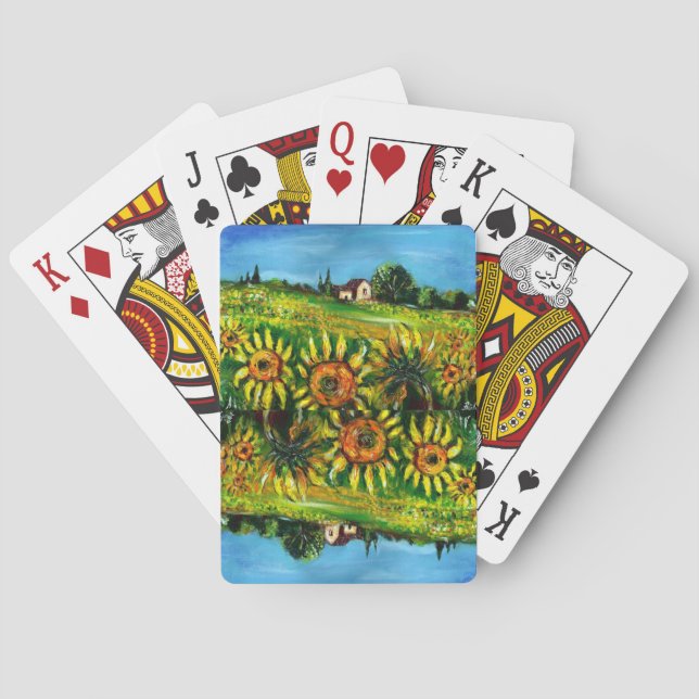 SUNFLOWERS AND COUNTRYSIDE IN TUSCANY POKER CARDS (Back)