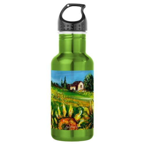SUNFLOWERS AND COUNTRYSIDE IN TUSCANY STAINLESS STEEL WATER BOTTLE