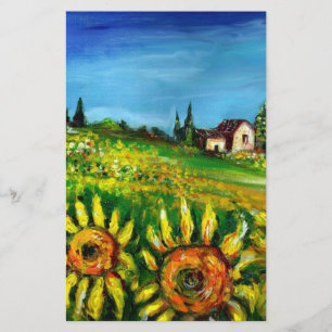 SUNFLOWERS AND COUNTRYSIDE IN TUSCANY STATIONERY