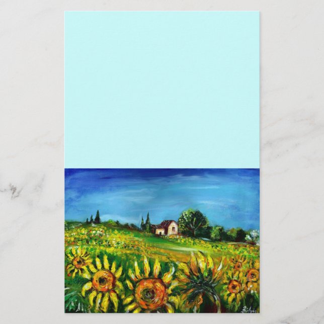 SUNFLOWERS AND COUNTRYSIDE IN TUSCANY STATIONERY (Front)