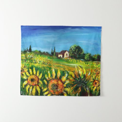 SUNFLOWERS AND COUNTRYSIDE IN TUSCANY TAPESTRY