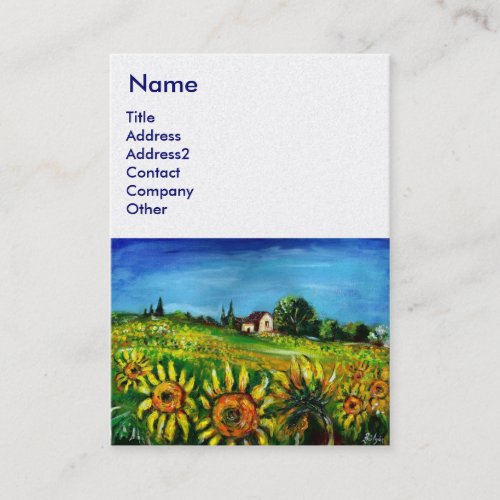 SUNFLOWERS AND COUNTRYSIDE IN TUSCANYwhite pearl Business Card