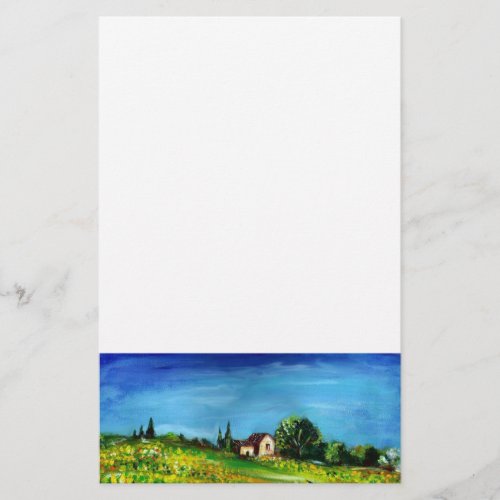 SUNFLOWERS AND COUNTRYSIDE IN TUSCANY white Stationery