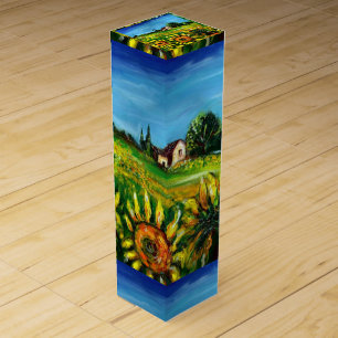 SUNFLOWERS AND COUNTRYSIDE IN TUSCANY WINE BOX