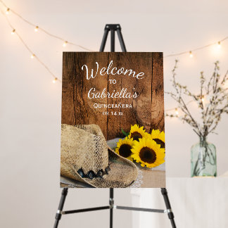 Sunflowers and Cowboy Hat Quinceañera Barn Party Foam Board