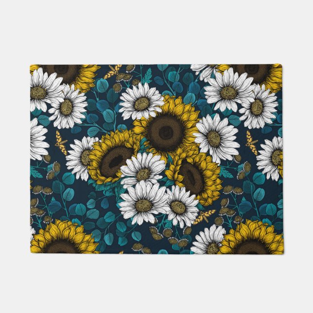 Sunflowers and daisies, summer garden 2 doormat (Front)