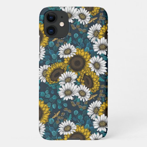 Sunflowers and daisies summer garden 2 iPhone 11 case