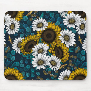 Sunflowers and daisies, summer garden 2 mouse pad