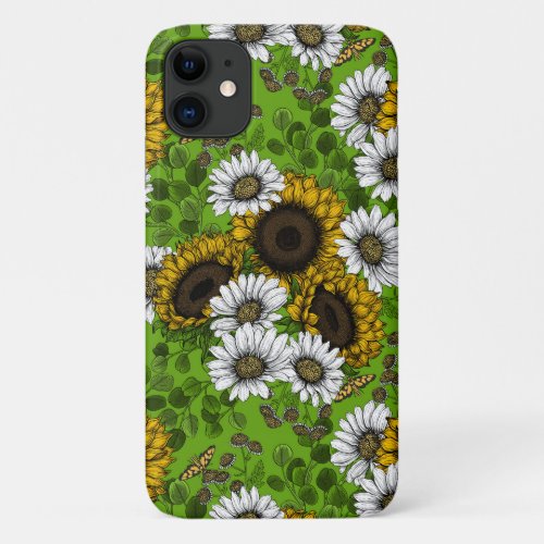 Sunflowers and daisies summer garden iPhone 11 case