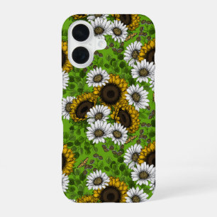 Sunflowers and daisies, summer garden iPhone 16 case