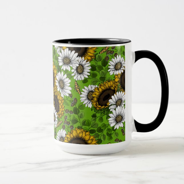 Sunflowers and daisies, summer garden mug (Right)