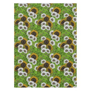 Sunflowers and daisies, summer garden tablecloth