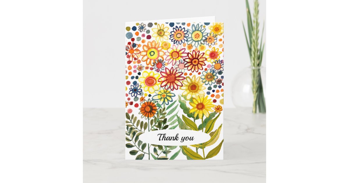 Sunflowers and daisies thank you card | Zazzle