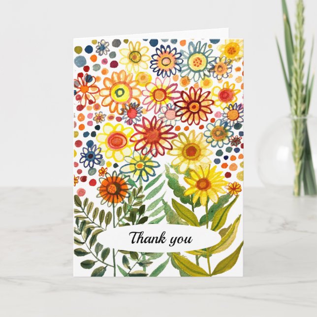 Sunflowers and daisies thank you card (Front)