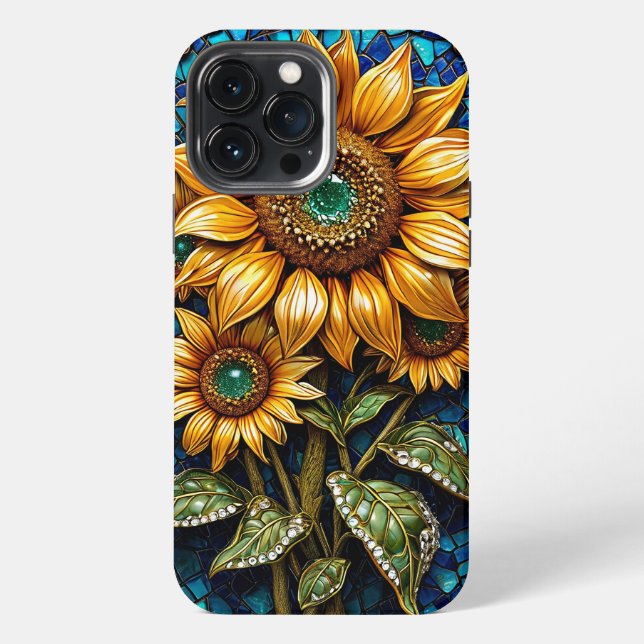 Sunflowers and Decorative Frame Elements Iphone Case (Back)
