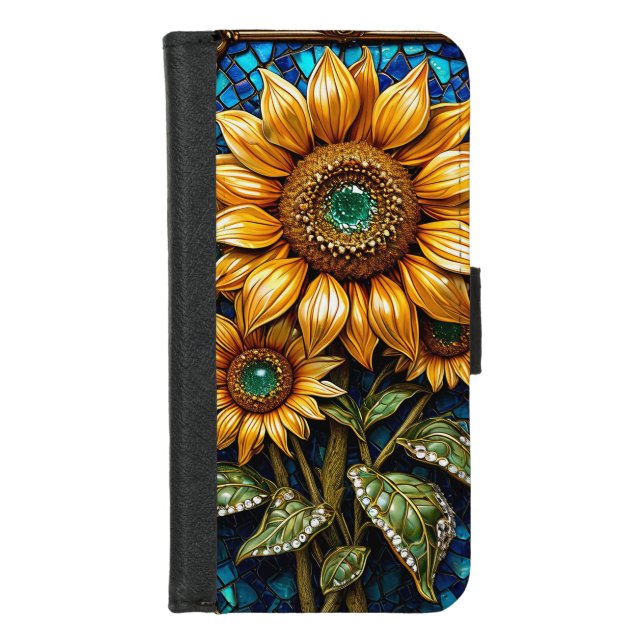 Sunflowers and Decorative Frame Elements iPhone Wallet Case (Front)