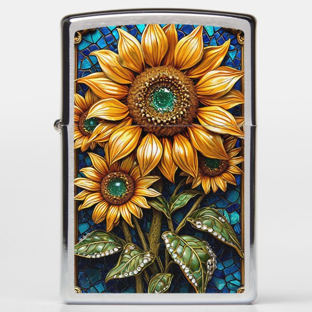 Sunflowers and Decorative Frame Elements Zippo Lighter (Front)