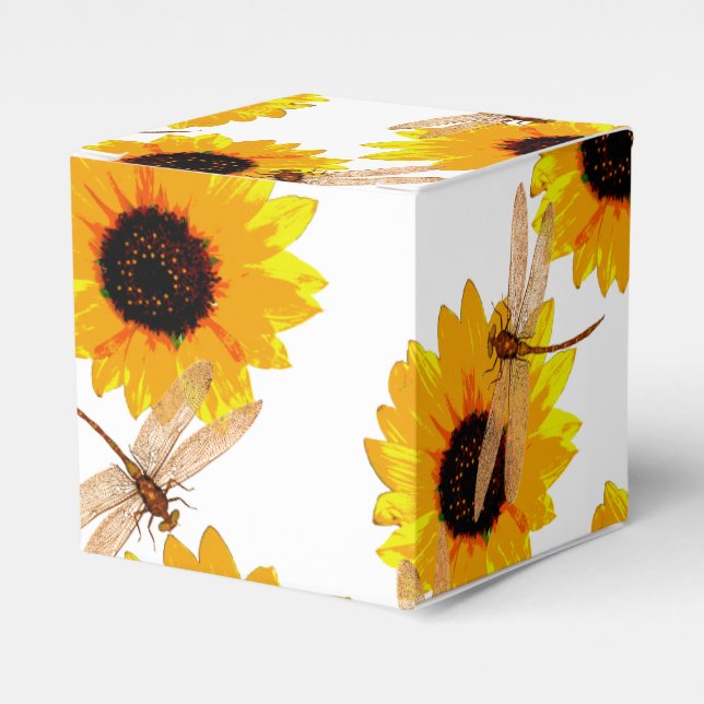 Sunflowers And Dragonflies,   Favor Boxes (Front Side)