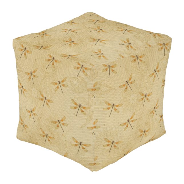 Sunflowers and Dragonflies Series Design 17  Outdoor Pouf (Angled Front)