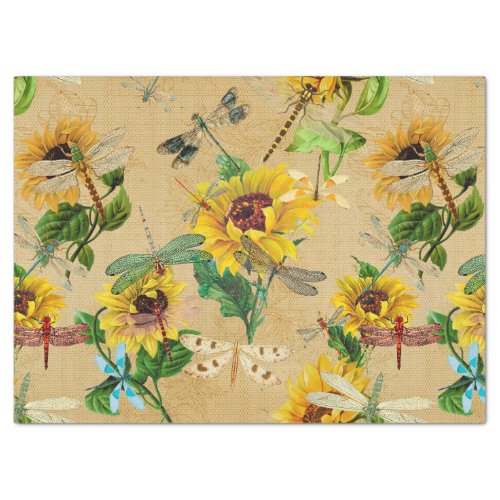 Sunflowers and Dragonflies Series Design 2 Tissue Paper