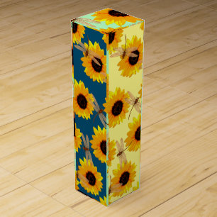 Sunflowers And Dragonflies, Wine Box