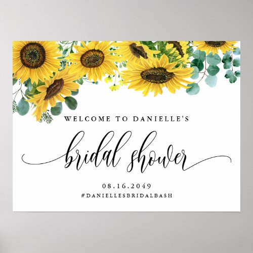 Sunflowers and Eucalyptus Bridal Shower Welcome Poster