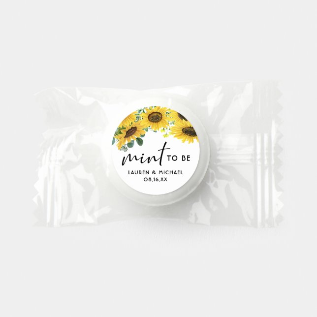 Sunflowers and Eucalyptus Mint To Be Wedding Life Saver® Mints (Front)
