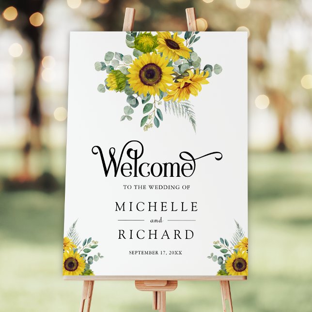 Sunflowers and Eucalyptus Wedding Welcome Sign (Creator Uploaded)