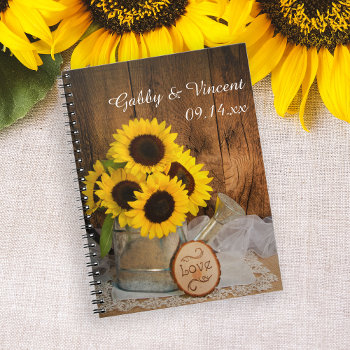 Sunflowers And Garden Watering Can Barn Wedding Notebook by loraseverson at Zazzle