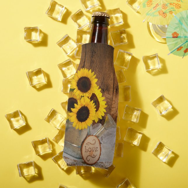 Sunflowers and Garden Watering Can Wedding Favors Bottle Cooler (In Situ Summer)