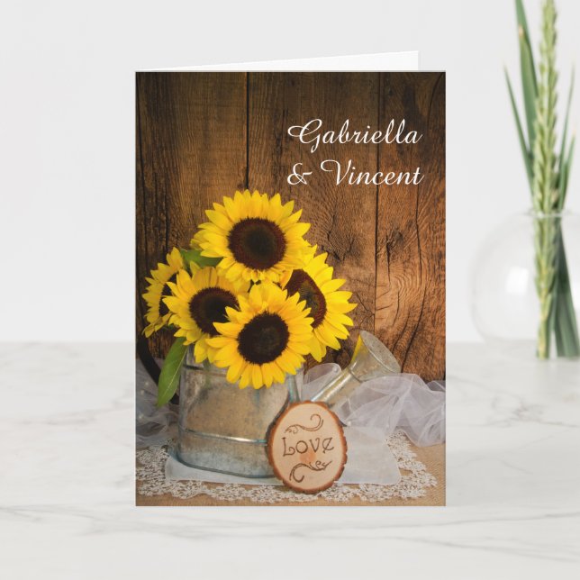 Sunflowers and Garden Watering Can Wedding Invitation (Front)