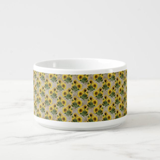 Sunflowers and Gold Honeycomb and Floral Bowl (Center)