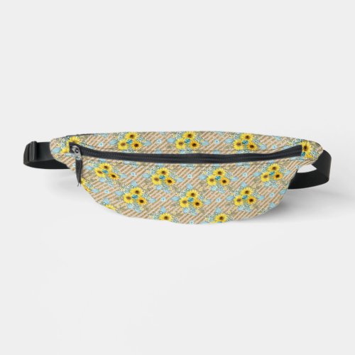 Sunflowers and Gold Stripe Pattern Fanny Pack