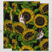 Sunflowers and goldfinches on black (Front/Back)