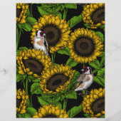 Sunflowers and goldfinches on black (Front)