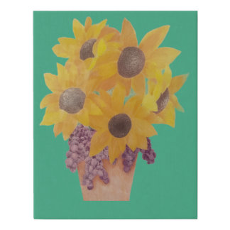 Sunflowers and Grapes Faux Wrapped Canvas Print