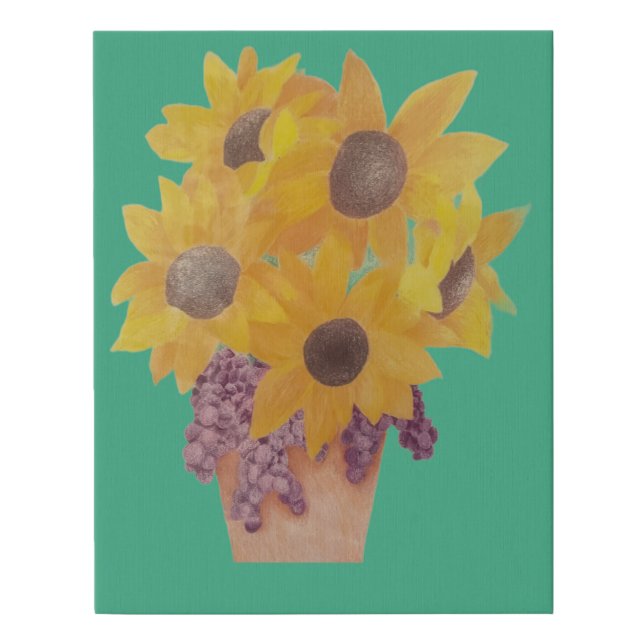 Sunflowers and Grapes Faux Wrapped Canvas Print (Front)