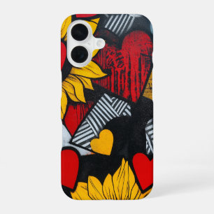 sunflowers and hearts iPhone 16 case