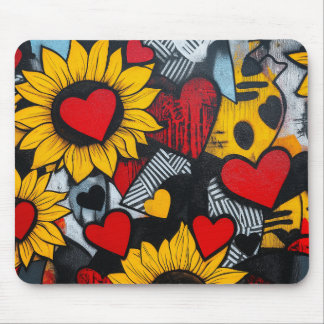 sunflowers and hearts mouse pad