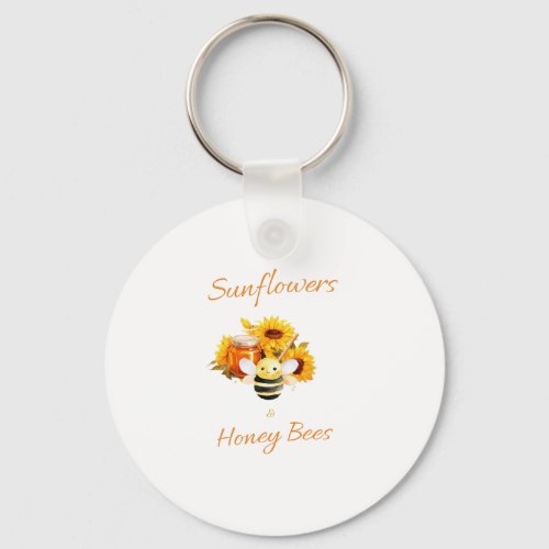 Sunflowers and Honey Bees Keychain