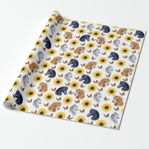 Sunflowers and Horses Wrapping paper