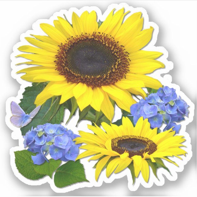Sunflowers and Hydrangeas Contour Sticker (Front)
