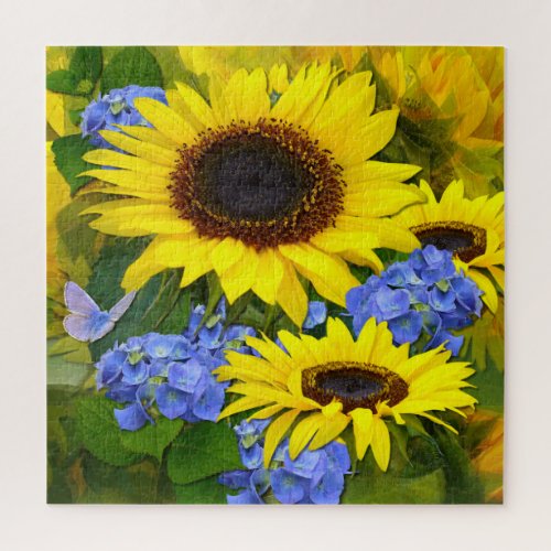 Sunflowers and Hydrangeas Jigsaw Puzzle