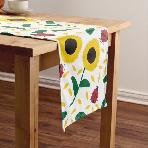 Sunflowers and Ladybugs Pattern Short Table Runner